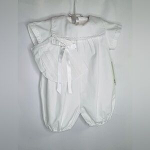 Isabel Garreton White Cotton Christening Romper With Bonnet 18 Months Boy